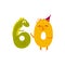 Vector cute animallike character number sixty 60