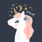 Vector cute animals art. Little pony, night unicorn in simple cartoon scandinavian style. Good for nursery clothes