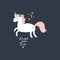Vector cute animals art. Little pony, night unicorn in simple cartoon scandinavian style. Good for nursery clothes