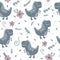 Vector cute baby dinosaur pattern. Nursery illustration