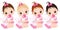 Vector Cute Baby Girls with Various Hair Colors