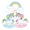 Vector cute baby unicorns character in cloud