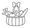 Vector cute black and white basket