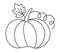 Vector cute black and white pumpkin. Autumn vegetable. Outline squash. Funny veggie harvest line illustration. Traditional