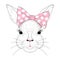 Vector cute bunny portrait. Hand drawn rabbit girl face