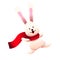 Vector cute bunny in red scarf. Cartoon rabbit