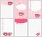 Vector cute cards. Notes, stickers, labels, tags with funny cups and hearts. Design for craft paper, scrapbook, template and greet