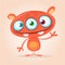 Vector cute caroon monster alien. Halloween monster character with three eyes