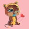 Vector cute cartoon animal kitten cat