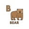 Vector Cute Cartoon Animals Alphabet. Bear Illustration