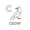 Vector Cute Cartoon Animals Alphabet. Crow Coloring Pages