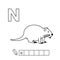 Vector Cute Cartoon Animals English Alphabet. Nutria Coloring Pages