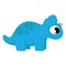 A Vector Cute Cartoon Blue Dinosaur Isolated