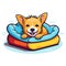 Vector of a cute cartoon dog relaxing in an inflatable pool