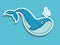 Vector Cute Cartoon Whale Sticker on color background. Vector Illustration With Cartoon Style Funny Sea Animal