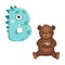 Vector Cute Childish Cartoon English Alphabet. Letter B With teddy bear. The Letter in the Little Monster Style. Flat