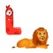 Vector Cute Childish Cartoon English Alphabet. Letter L With Lion. The Letter Like Little Monster. Flat style. Vector