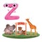 Vector Cute Childish Cartoon English Alphabet. Letter Z With Zoo. The Letter Like Little Monster. Flat style. Vector