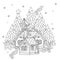 Vector cute christmas fairy tale village doodle.