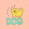 Vector cute dog funny caricature animal cartoon character. Contour flat card bright pet isolated colorful sketch