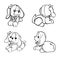 Vector cute dogs drawing .Puppies,pets,doggy.