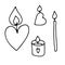 Vector Cute doodle candles with hearts set