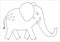 Vector cute elephant outline. Funny tropical exotic animal black and white illustration. Fun coloring page for children. Jungle