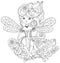 Vector cute fairy girl in flowers doodle