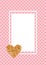 Vector Cute fashion card banner. Cage is white on a pink fishnet tights background. Heart of gold glitter.