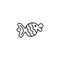 Vector cute fish. Nautical theme. Isolated on a white background. Hand-drawn doodles, contour illustration. Element for coloring