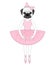 Vector cute french bulldog in dress like ballerina. Hand drawn a