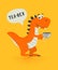 Vector Cute and Funny Cartoon Hand Drawn Dinosaur Drinking Hot Tea Beverage, Holding Cup of Tea. Kids, Children s