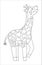 Vector cute giraffe outline. Funny tropical exotic animal black and white illustration. Fun coloring page for children. Jungle