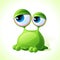 Vector cute green monster on white