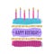 Vector cute Happy Birthday card with cake, candles