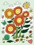 Vector cute happy daisy flowers portrait with snail and butterflies illustration. Perfect for greeting cards.