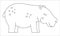 Vector cute hippo outline. Funny tropical exotic animal black and white illustration. Fun coloring page for children. Jungle