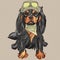 Vector Cute hipster dog Cavalier King Charles Span