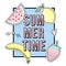 Vector cute illustration with Summer Time frame, fruit badges