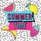 Vector cute illustration with Summer Time frame, fruit badges