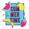 Vector cute illustration with Summer Time frame and fruit patch