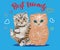 Vector cute kittens. Funny best friends