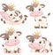 Vector cute litter cow set