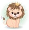 Vector a cute litter lion with crown