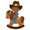 Vector Cute Little African American Baby Boy Dressed as Cowboy
