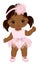 Vector Cute Little African American Baby Girl in Pink Ruffle Dress