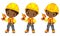 Vector Cute Little African American Boys Drilling