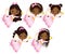 Vector Cute Little African American Fairies with Magic Wands Flying