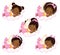 Vector Cute Little African American Fairies Sleeping on Flowers