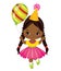 Vector Cute Little African American Girl with Balloon